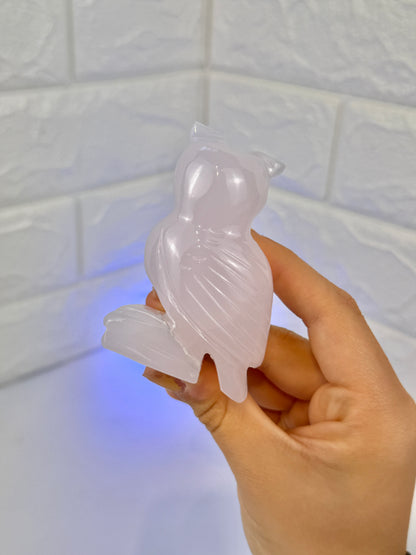 Pink mangano calcite owl