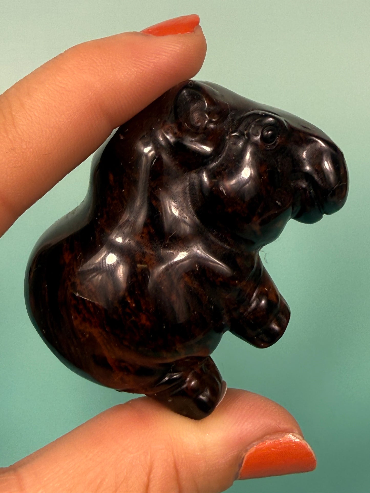 Mahogany obsidian hippopotamus