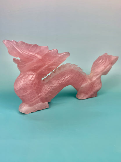 Incredible LG deep pink rose quartz dragon
