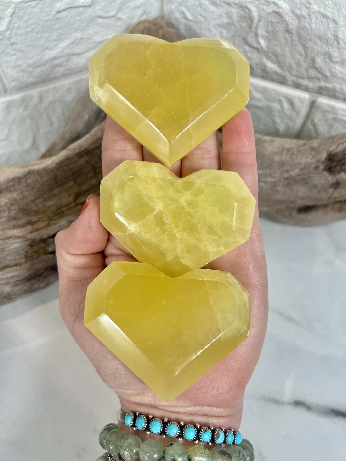 1 lemon calcite faceted heart