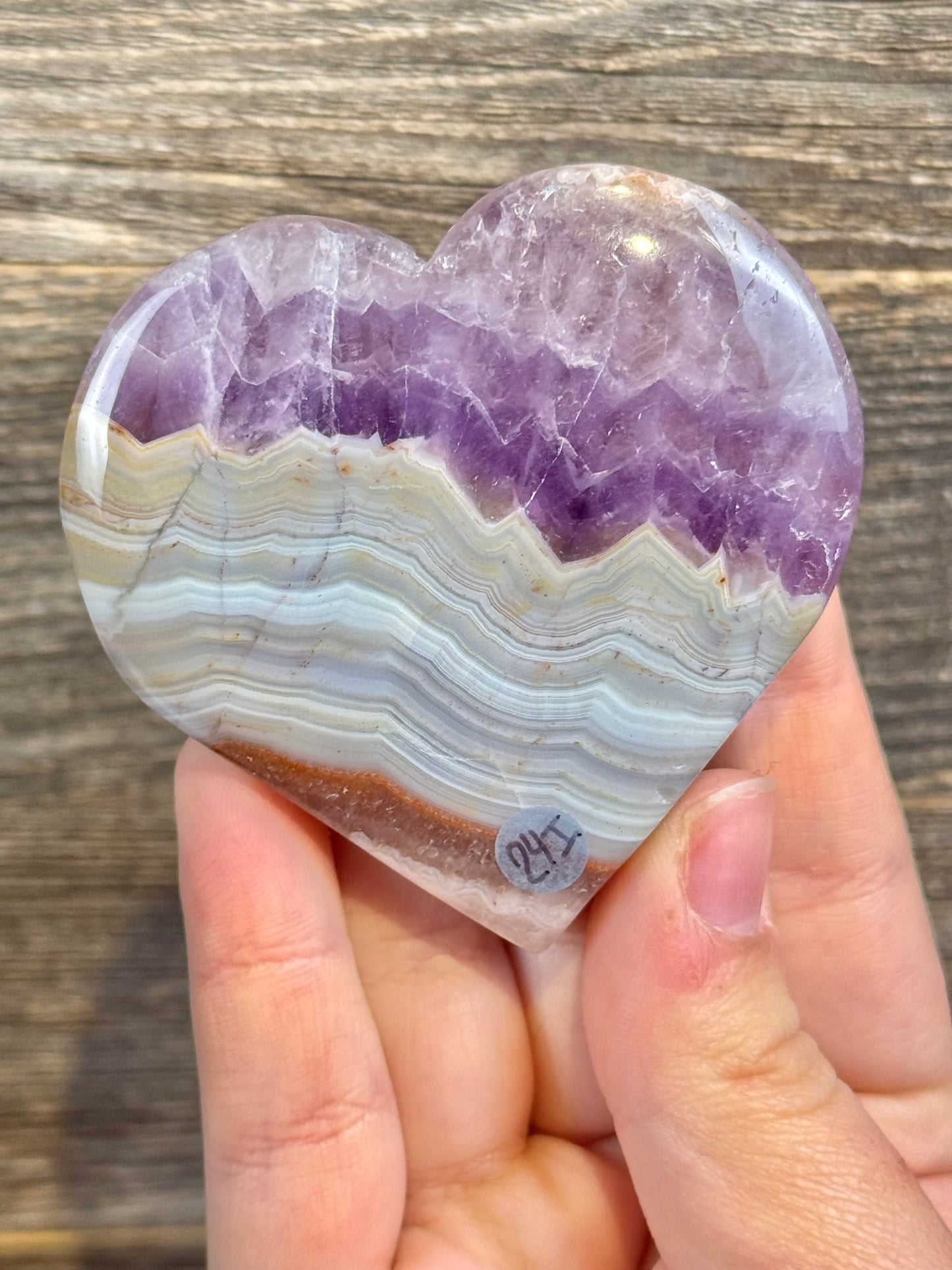 Amethyst x crazy lace agate heart I