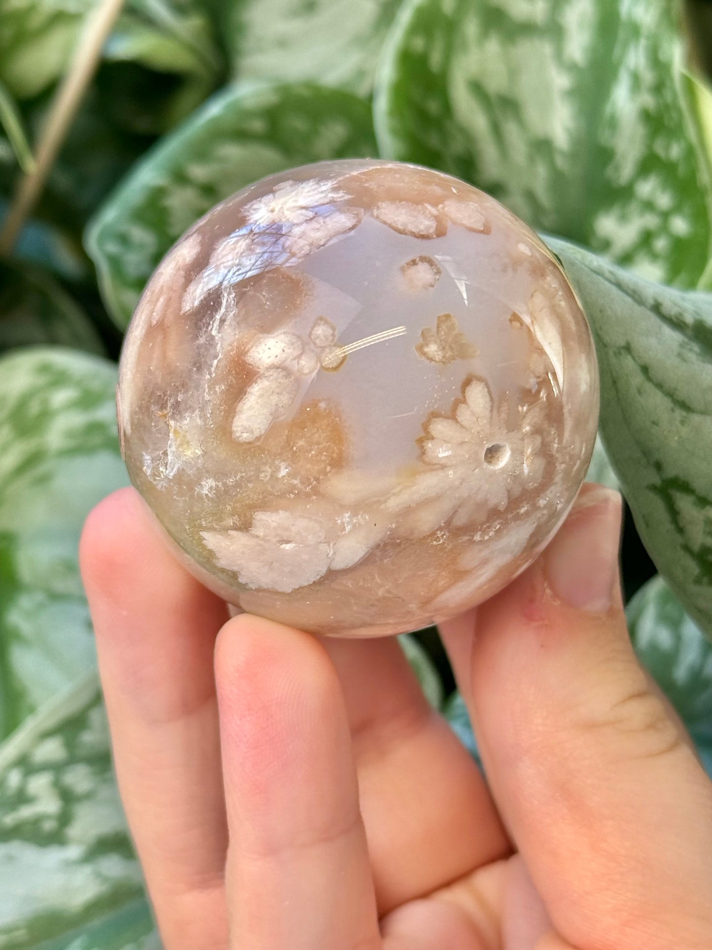 Pretty flower agate sphere N