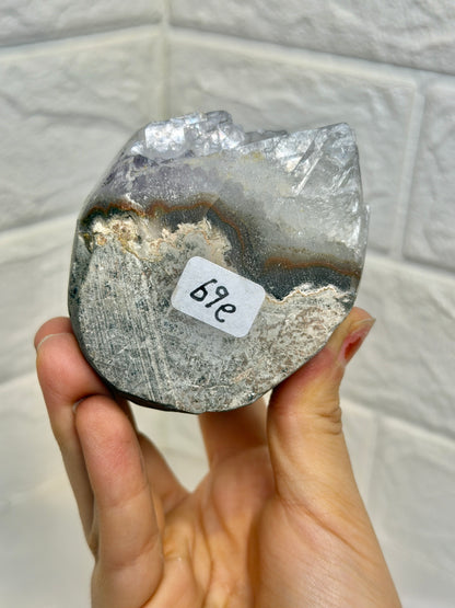Juicy deep purple Uruguay amethyst with calcite E