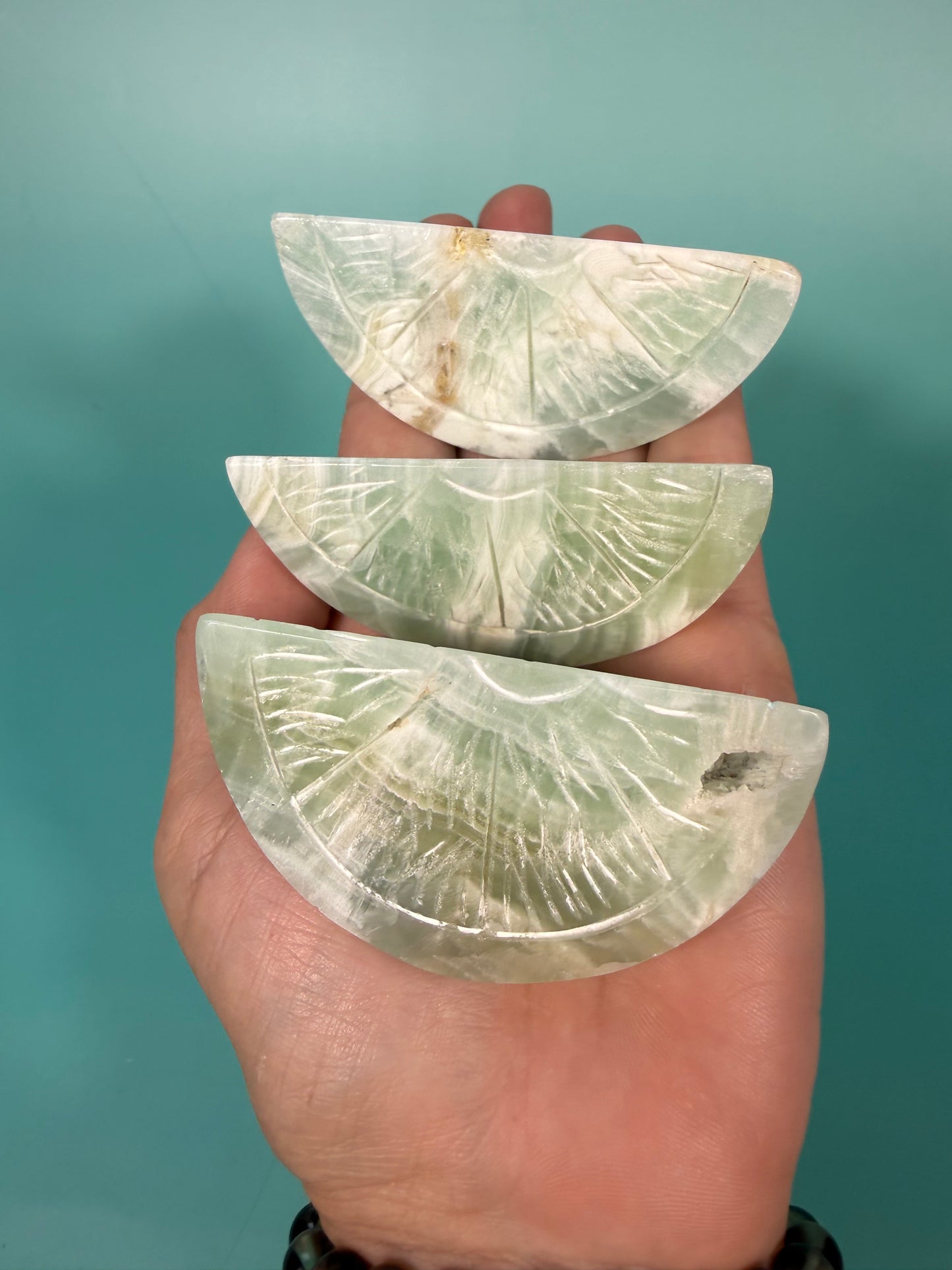 Pistachio calcite fruit slice