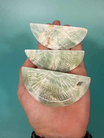Pistachio calcite fruit slice
