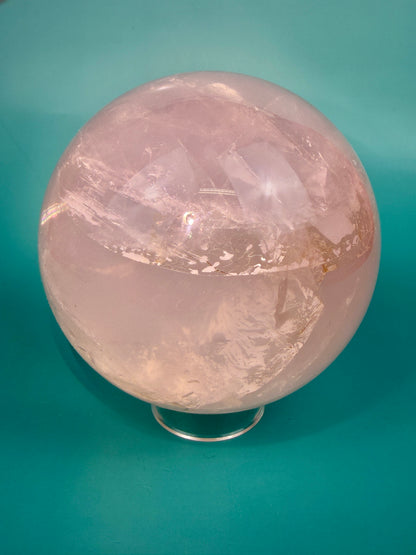 Statement flashy star rose quartz sphere