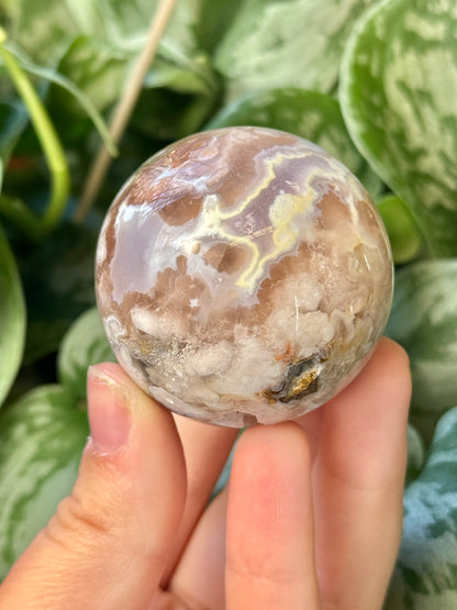 Beautiful flower agate sphere L