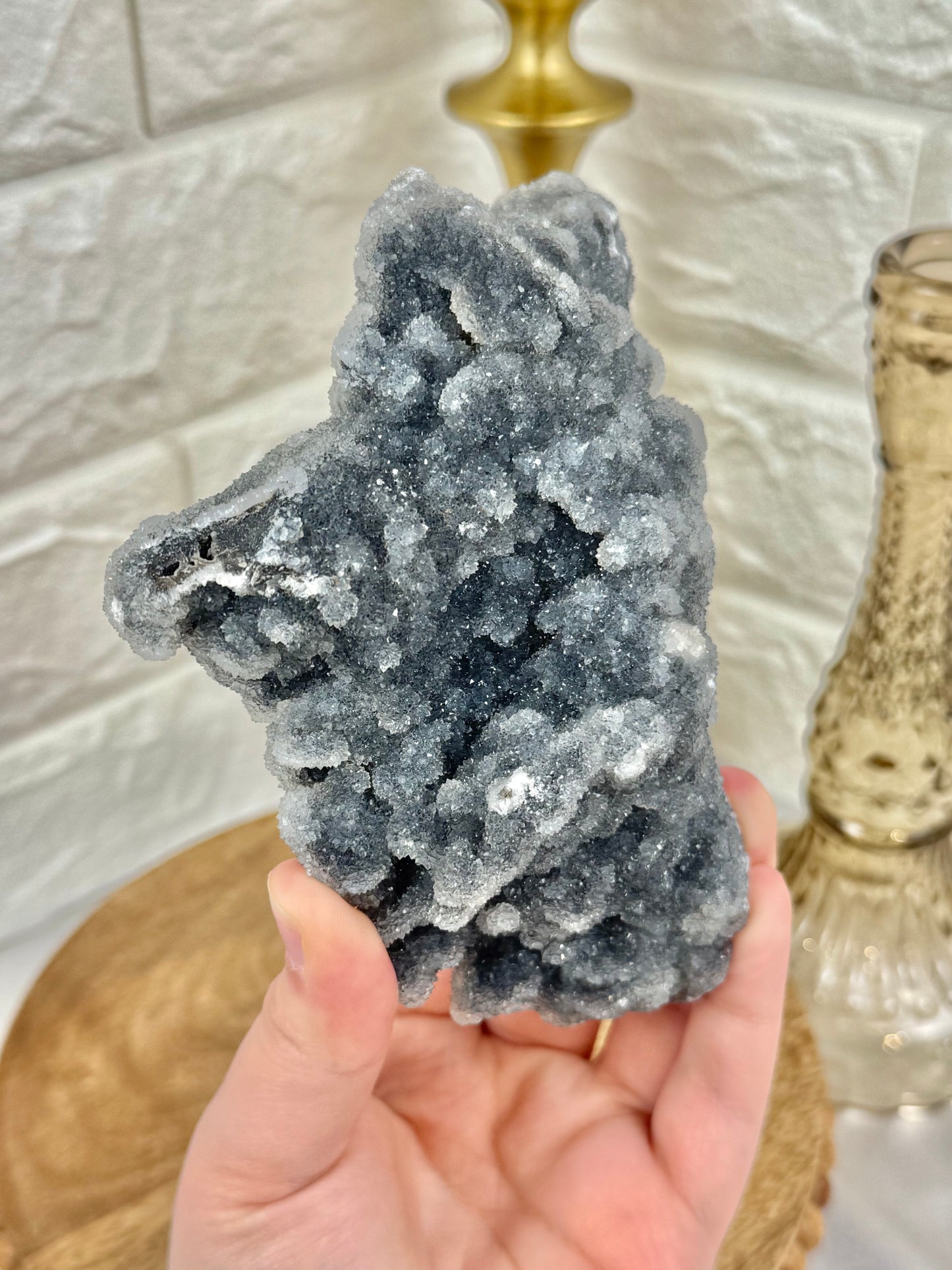 Stunning gray druzy quartz specimen from China