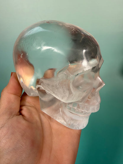 Amazing satin spar skull carving X