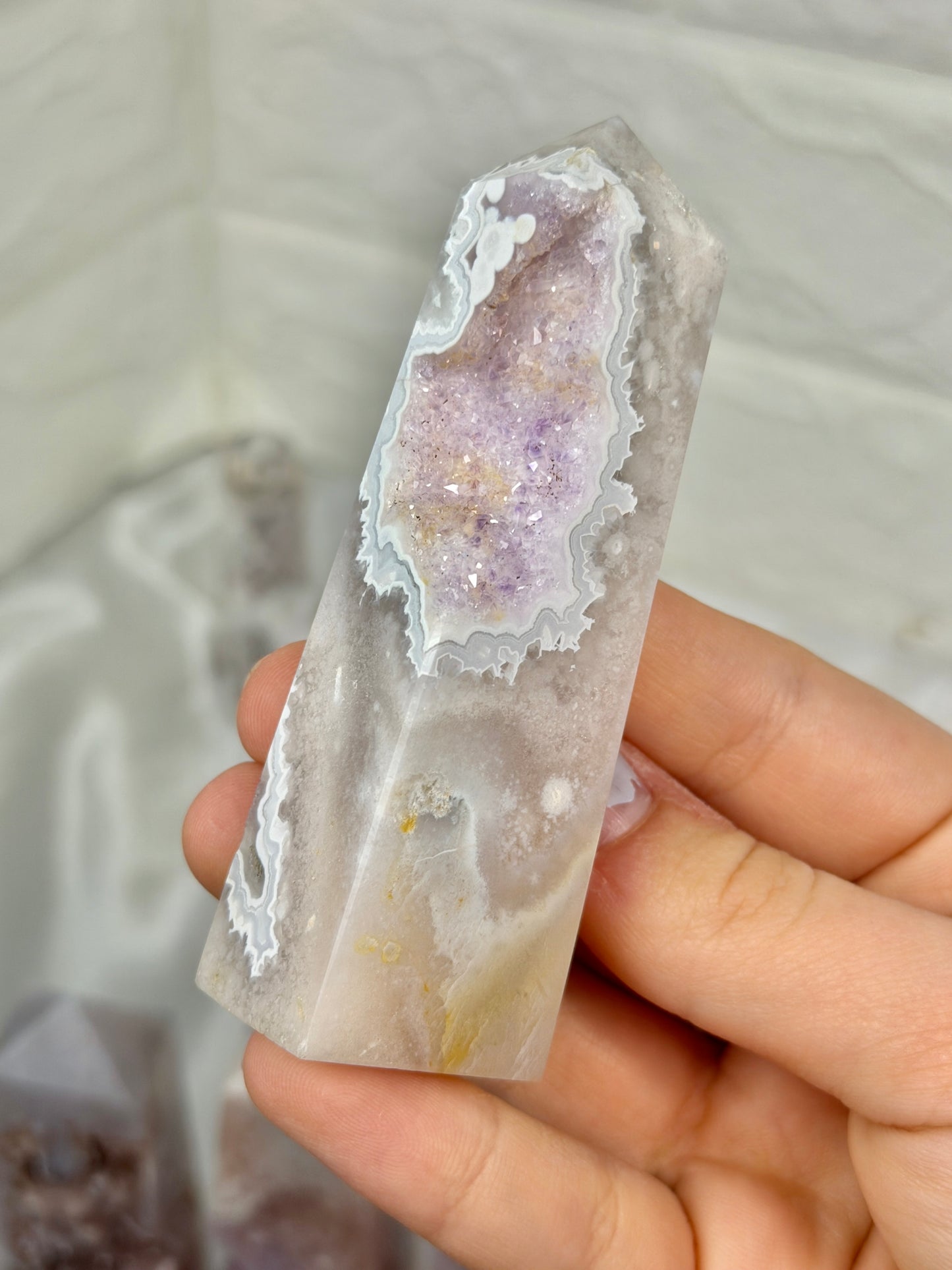 You pick! High grade pink amethyst x flower agate towers from Brazil
