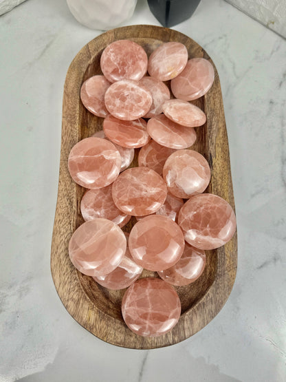 1 strawberry calcite “cookie” flat stone