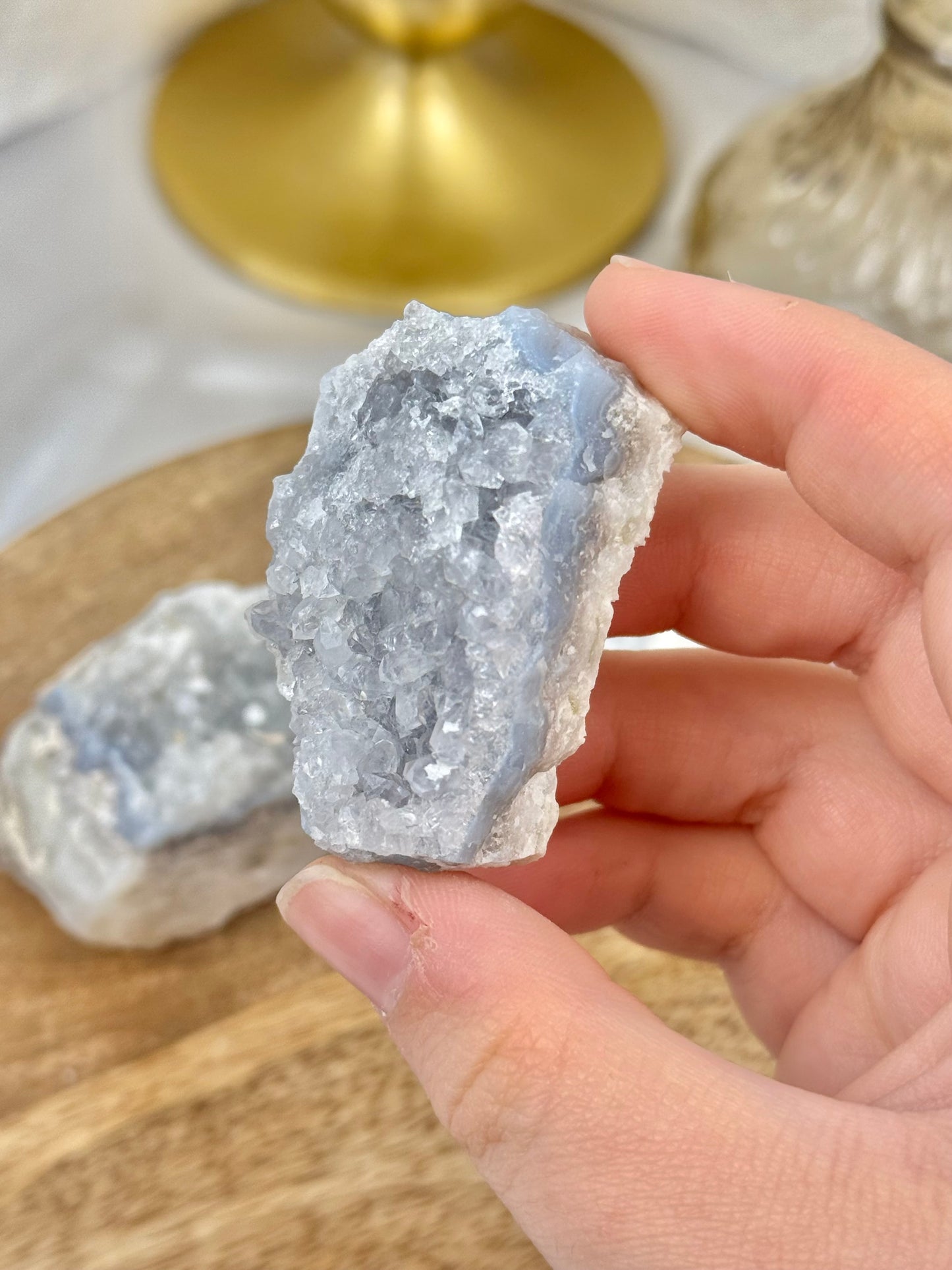 1 raw blue quartz specimen from Namibia