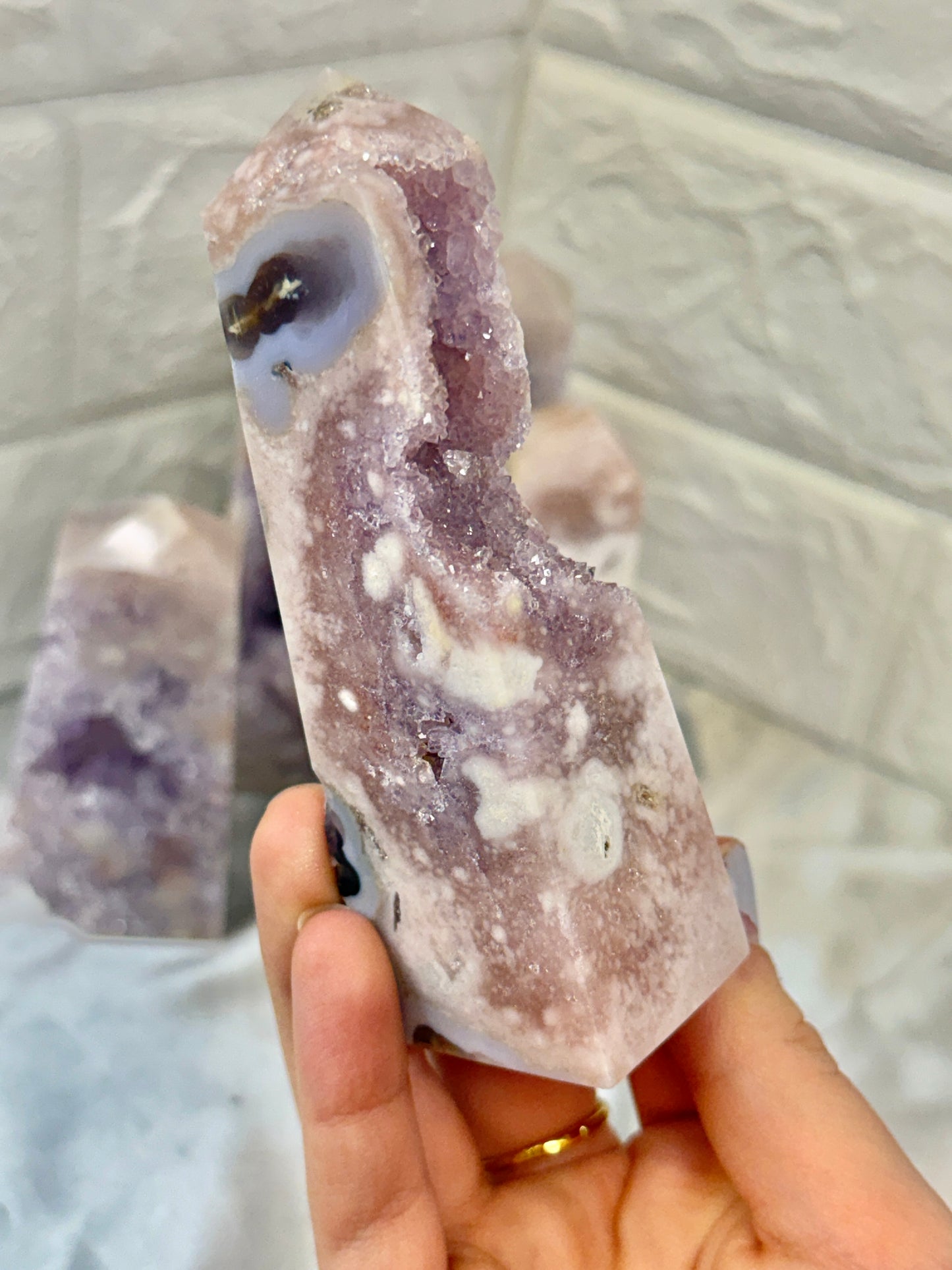 You pick! High grade pink amethyst x flower agate towers from Brazil