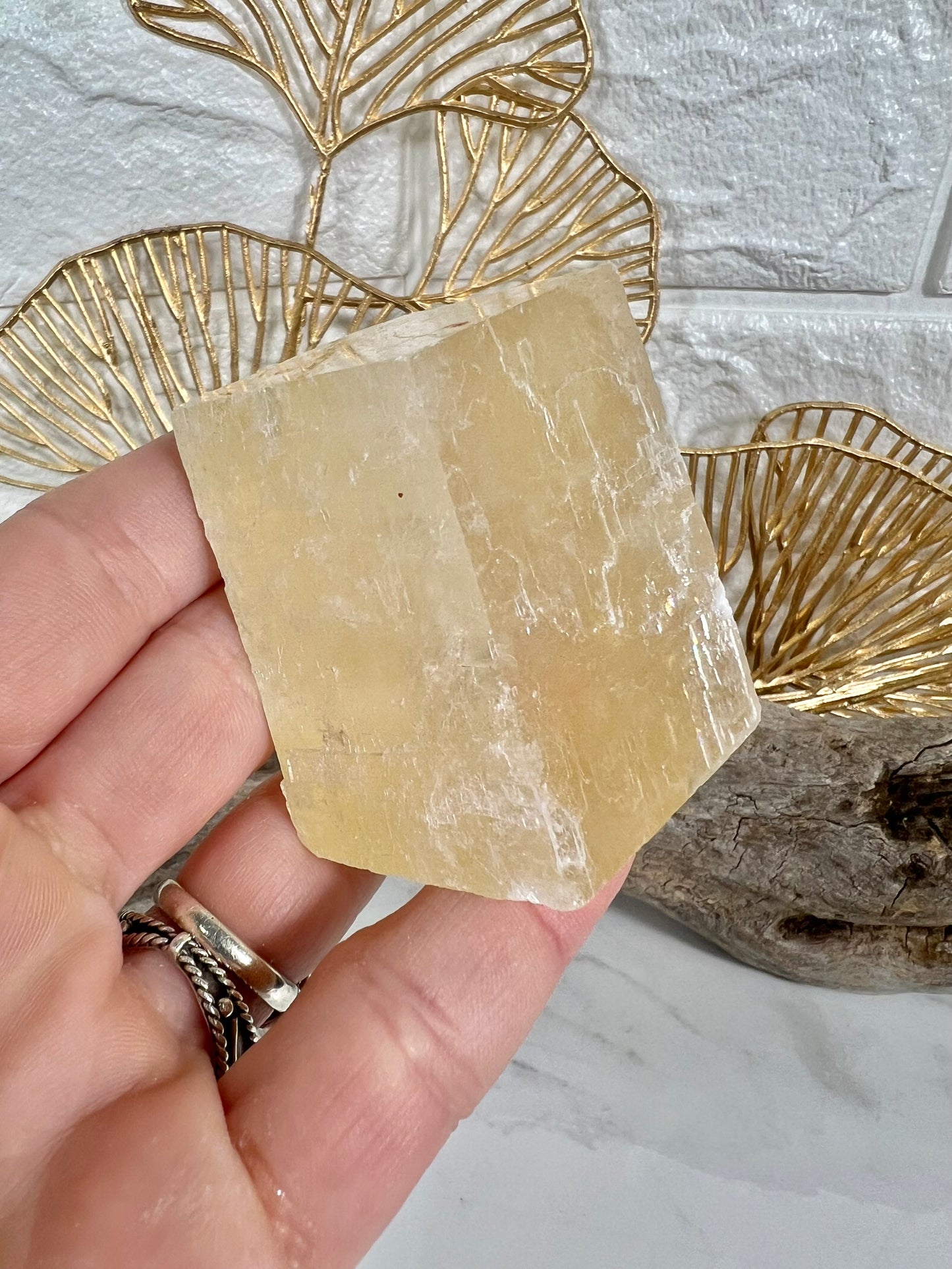 1 MED raw optical honey calcite block