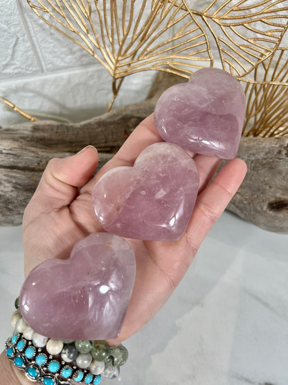 1 MED deep pink rose quartz heart