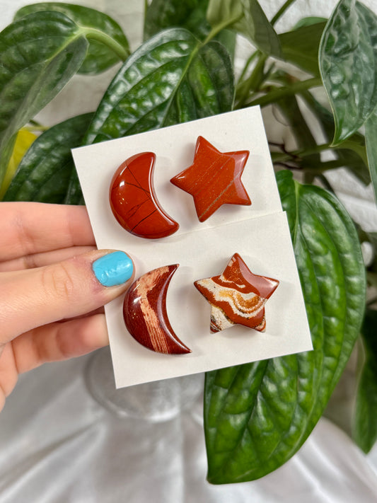 1 auramoon red jasper moon and star pack
