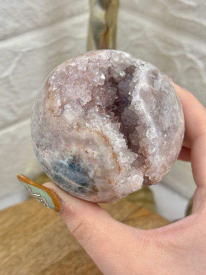 Stunning druzy pink amethyst sphere from Brazil