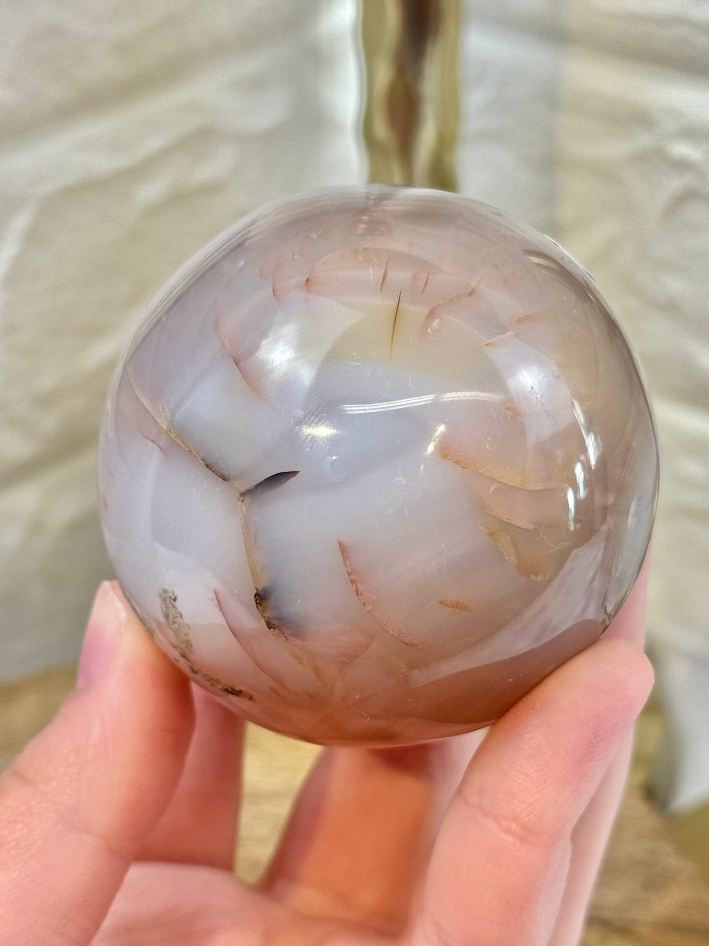 Gorgeous peachy agate sphere