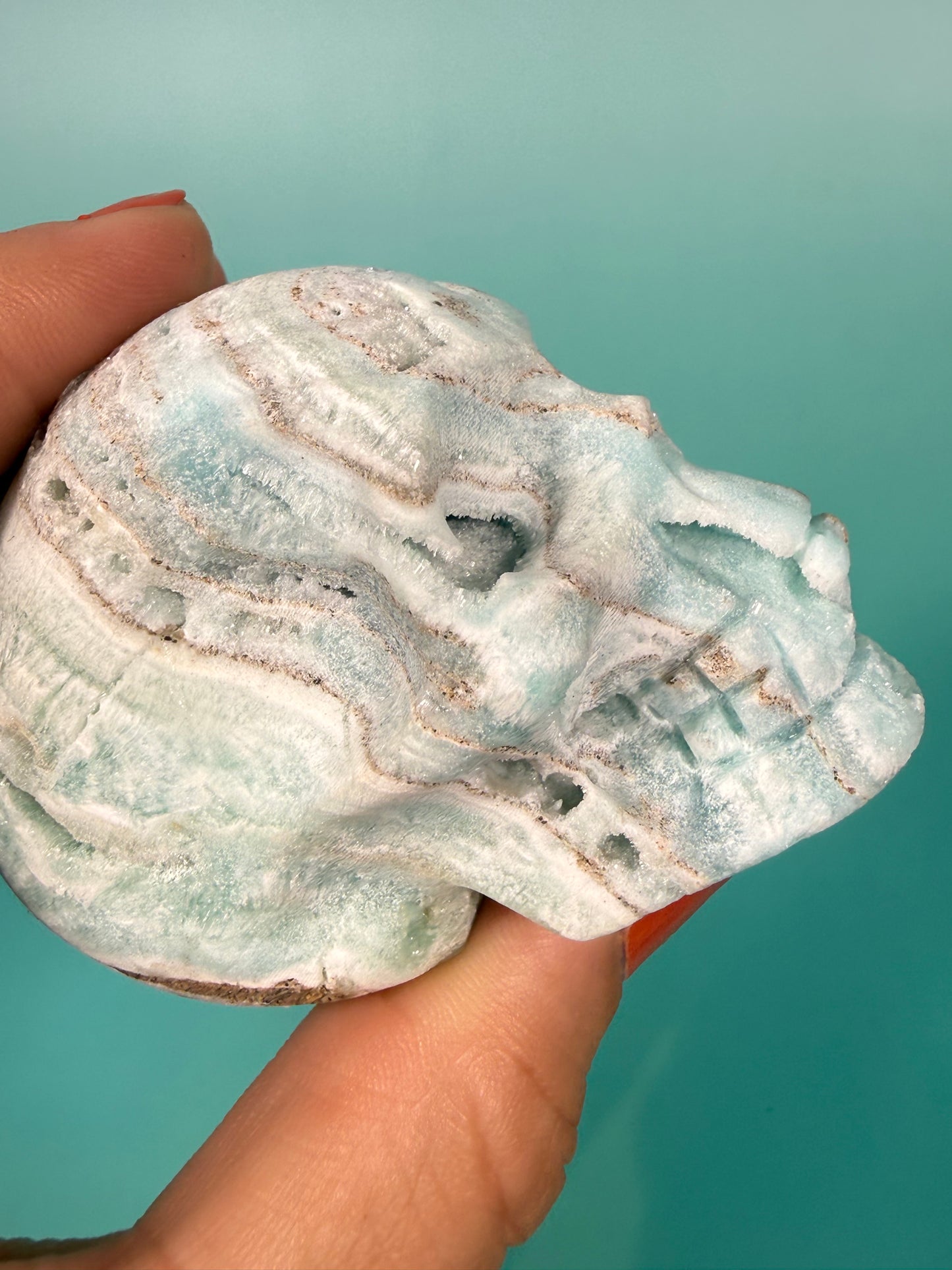 Blue hemimorphite skull