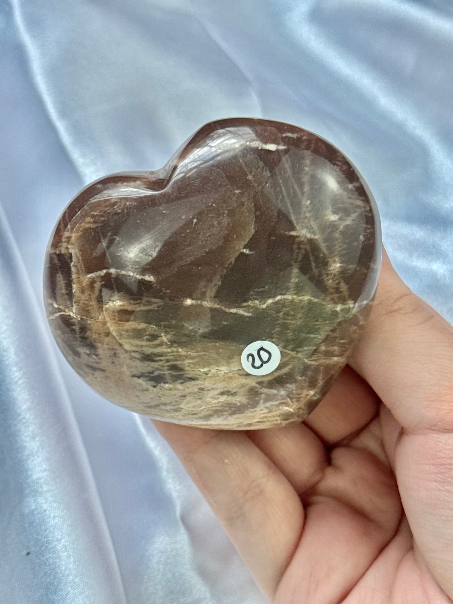 Flashy “chocolate” moonstone heart