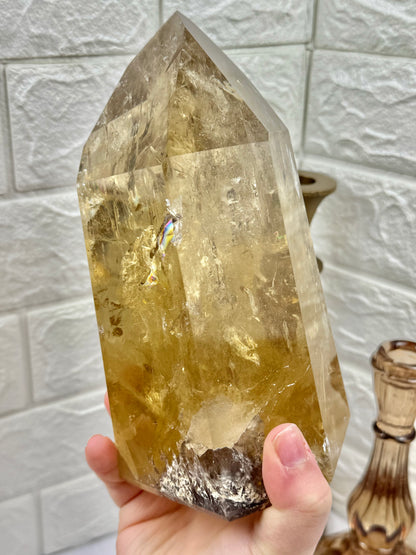 MASSIVE rainbow filled collectors natural champagne Citrine tower from Brazil