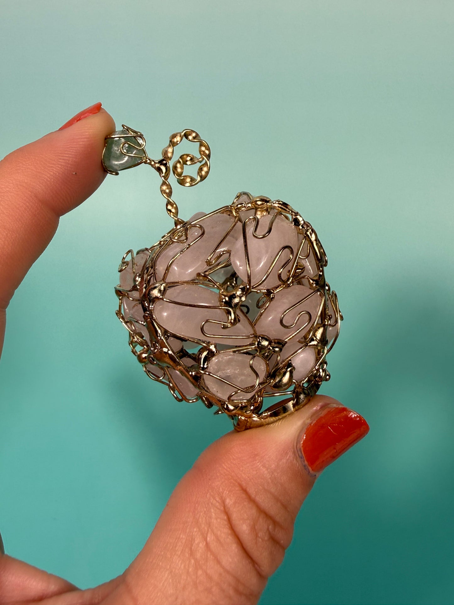 SM rose quartz wire wrapped apple