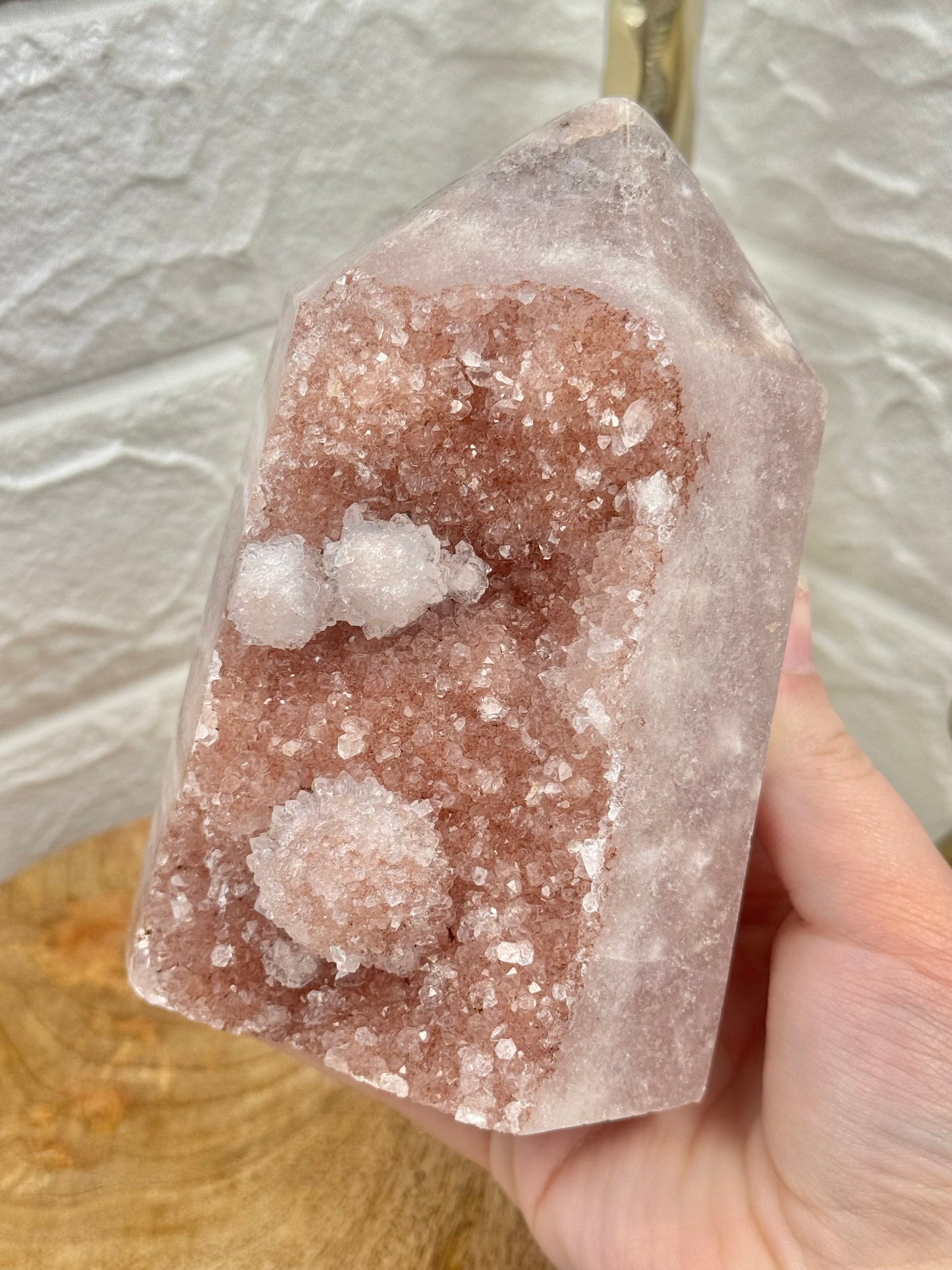 Gorgeous bubbly pink amethyst statement tower from Brazil