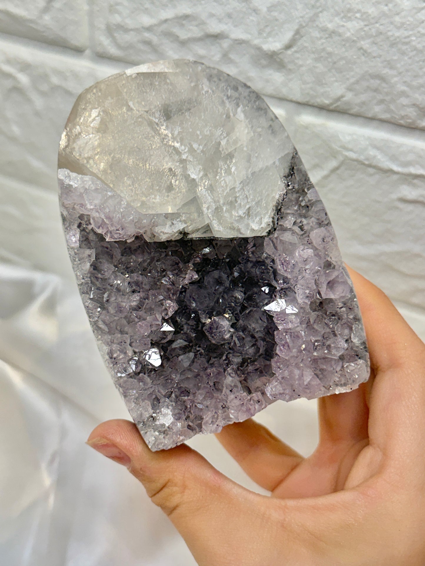 Stunning purple Uruguay amethyst with calcite T