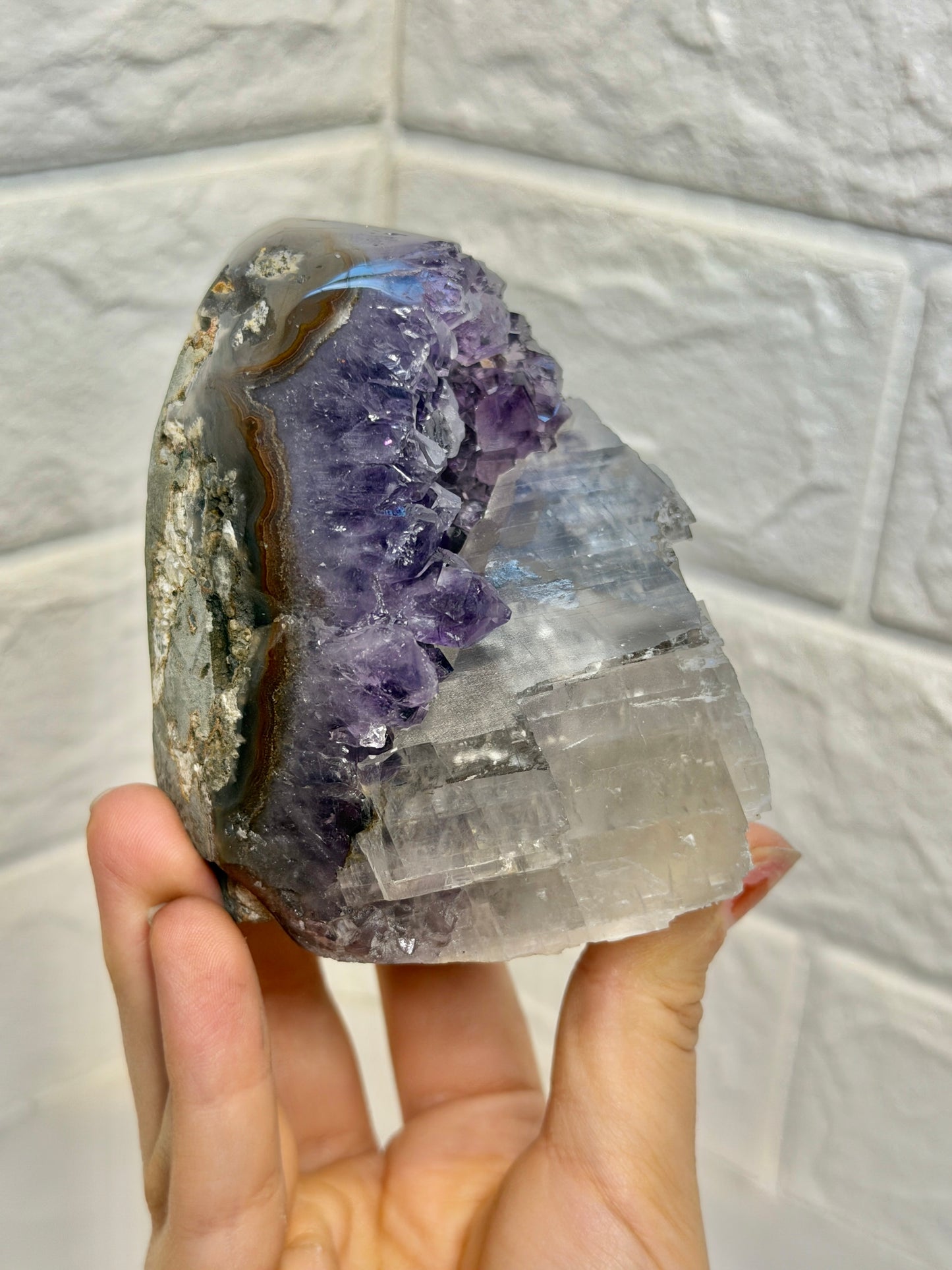 Juicy deep purple Uruguay amethyst with calcite E