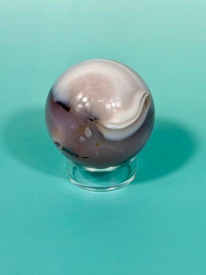 Insane pink jelly agate sphere U (heated color)
