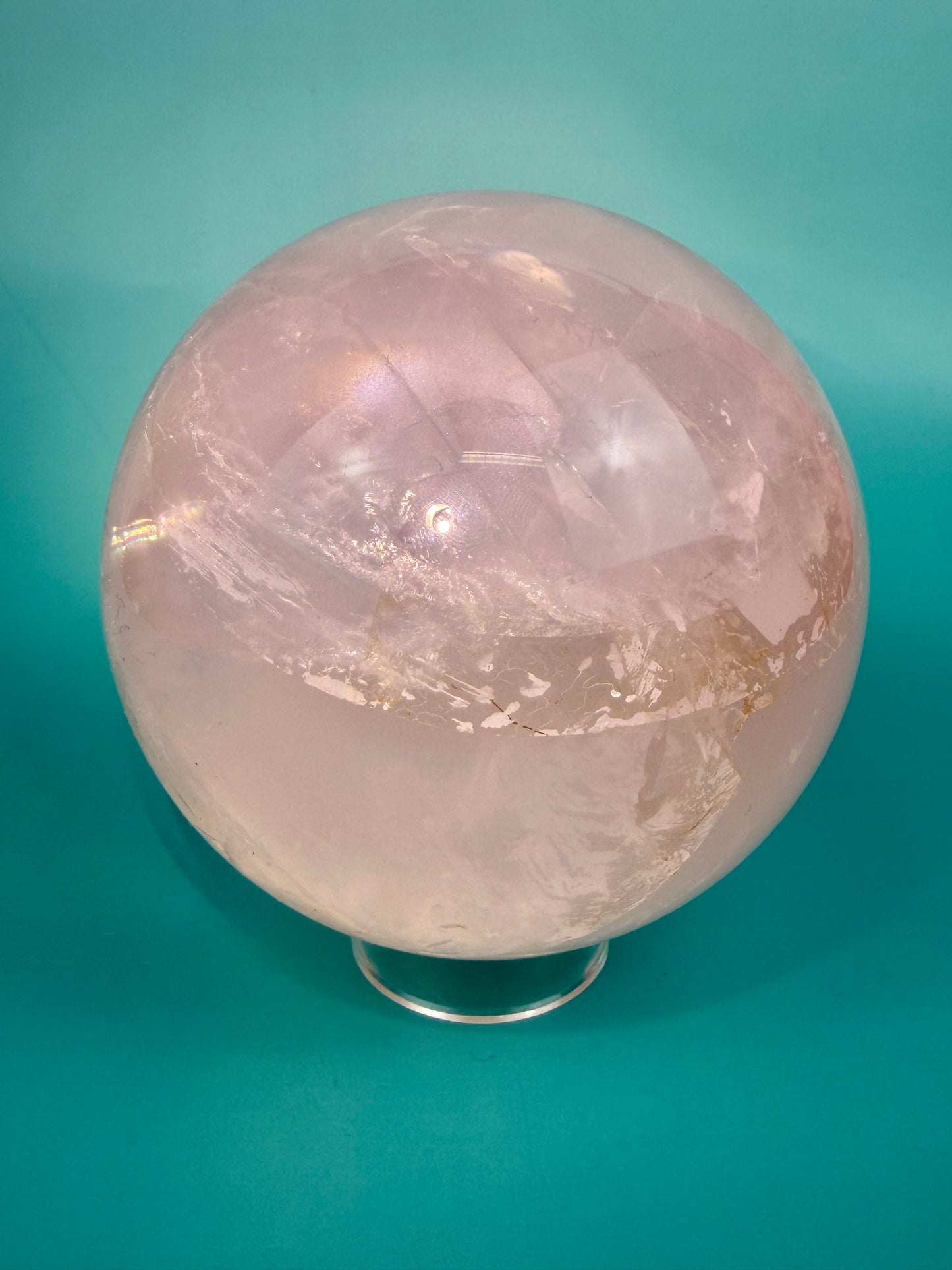 Statement flashy star rose quartz sphere