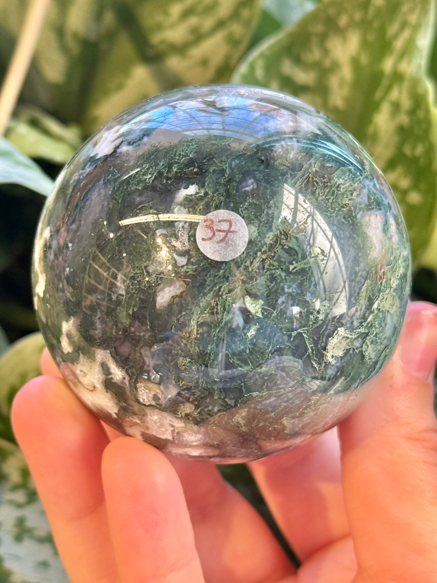 Stunning moss agate sphere