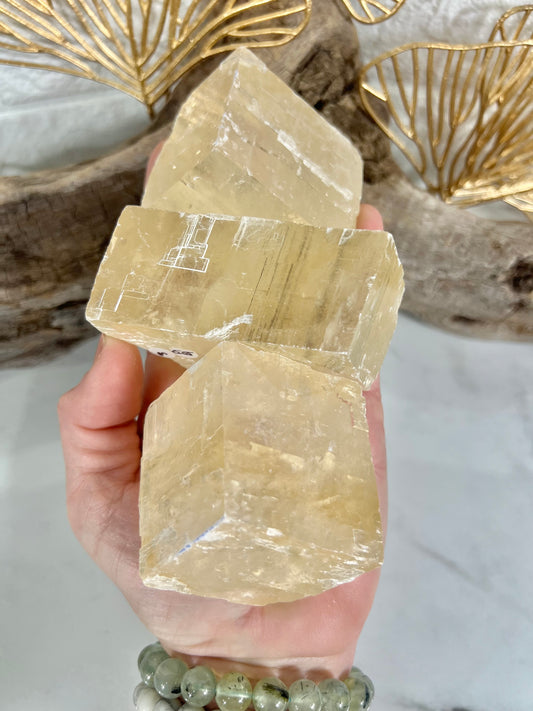 1 MED raw optical honey calcite block
