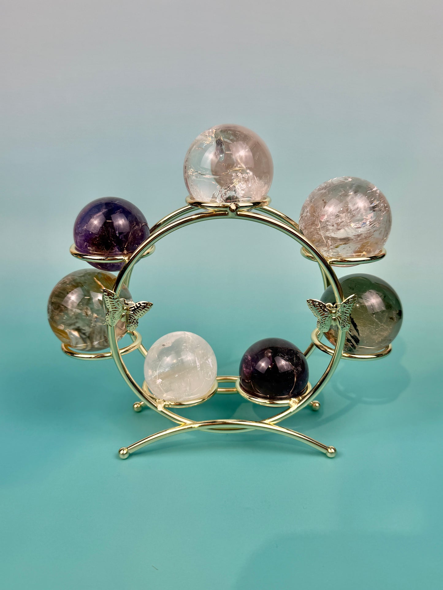 SM gold butterfly sphere stand - holds 7 spheres (crystals not included)