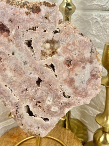 LG pink amethyst slab on stand from Brazil