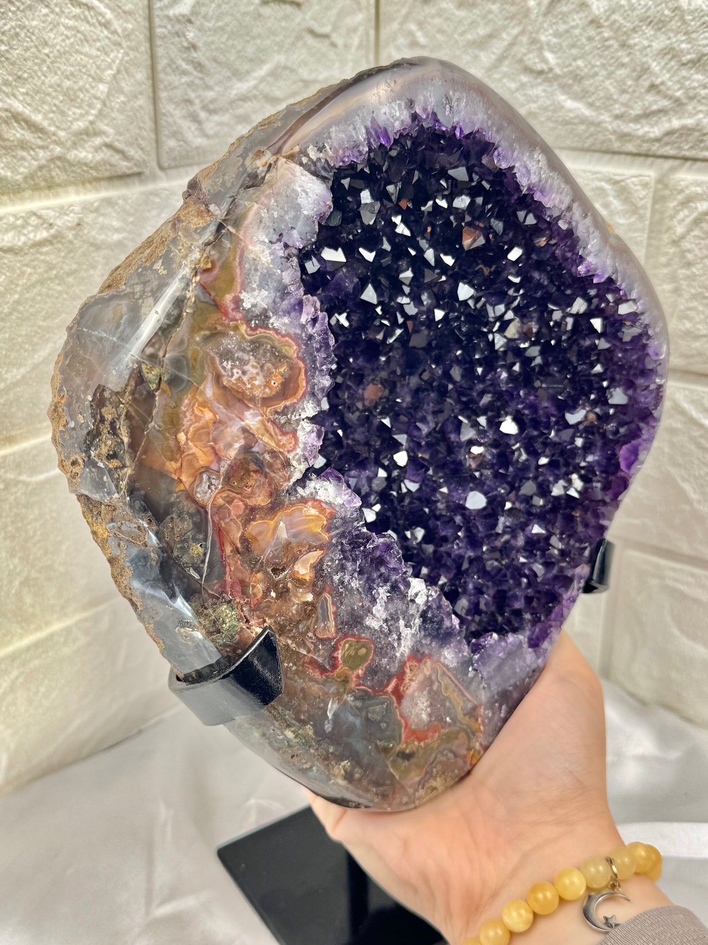 Juicy Uruguayan amethyst on stand
