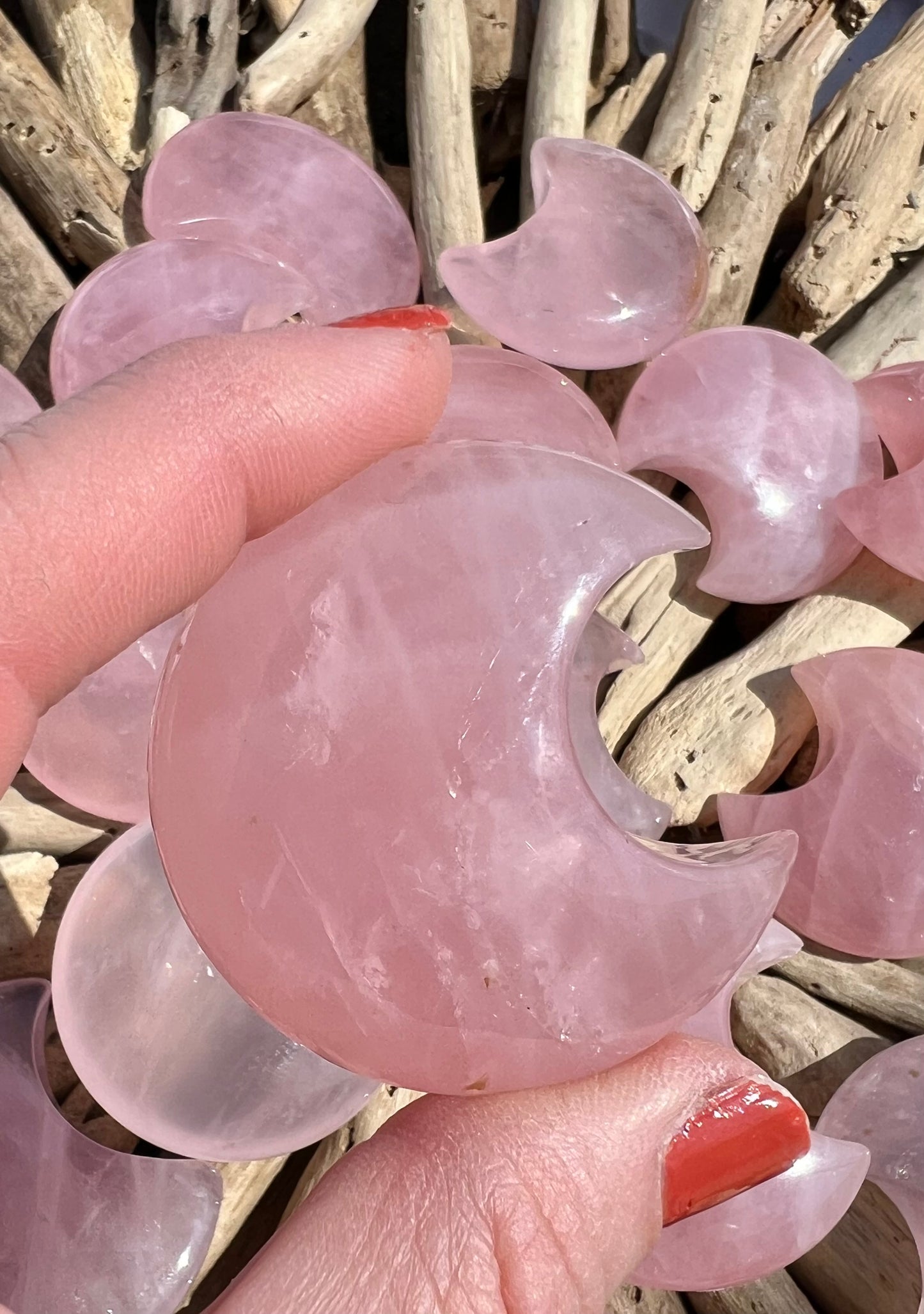 1 gemmy rose quartz moon