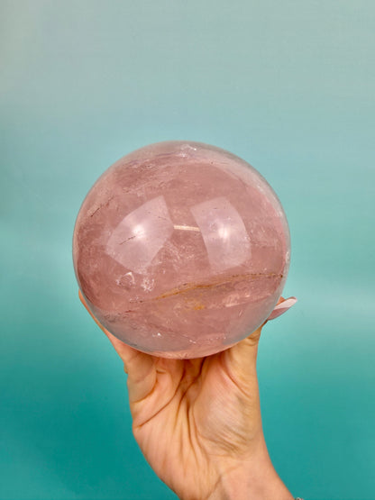 Incredible flashy star rose quartz sphere