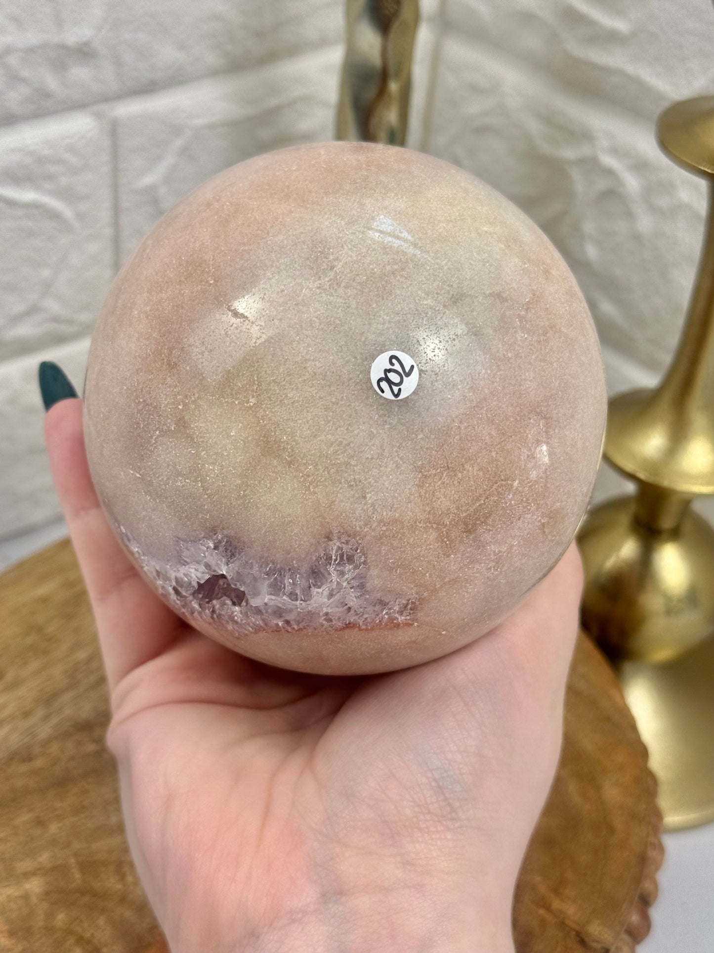 Stunning XL druzy pink amethyst sphere from Brazil