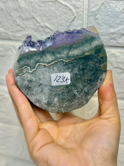 Deep purple Uruguay amethyst with sugary calcite K