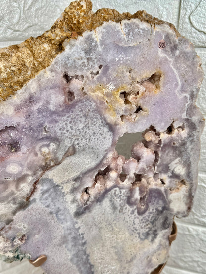 Absolutely massive XXL pink/purple amethyst slab with druzy from Brazil (comes with custom spinny rose gold stand)