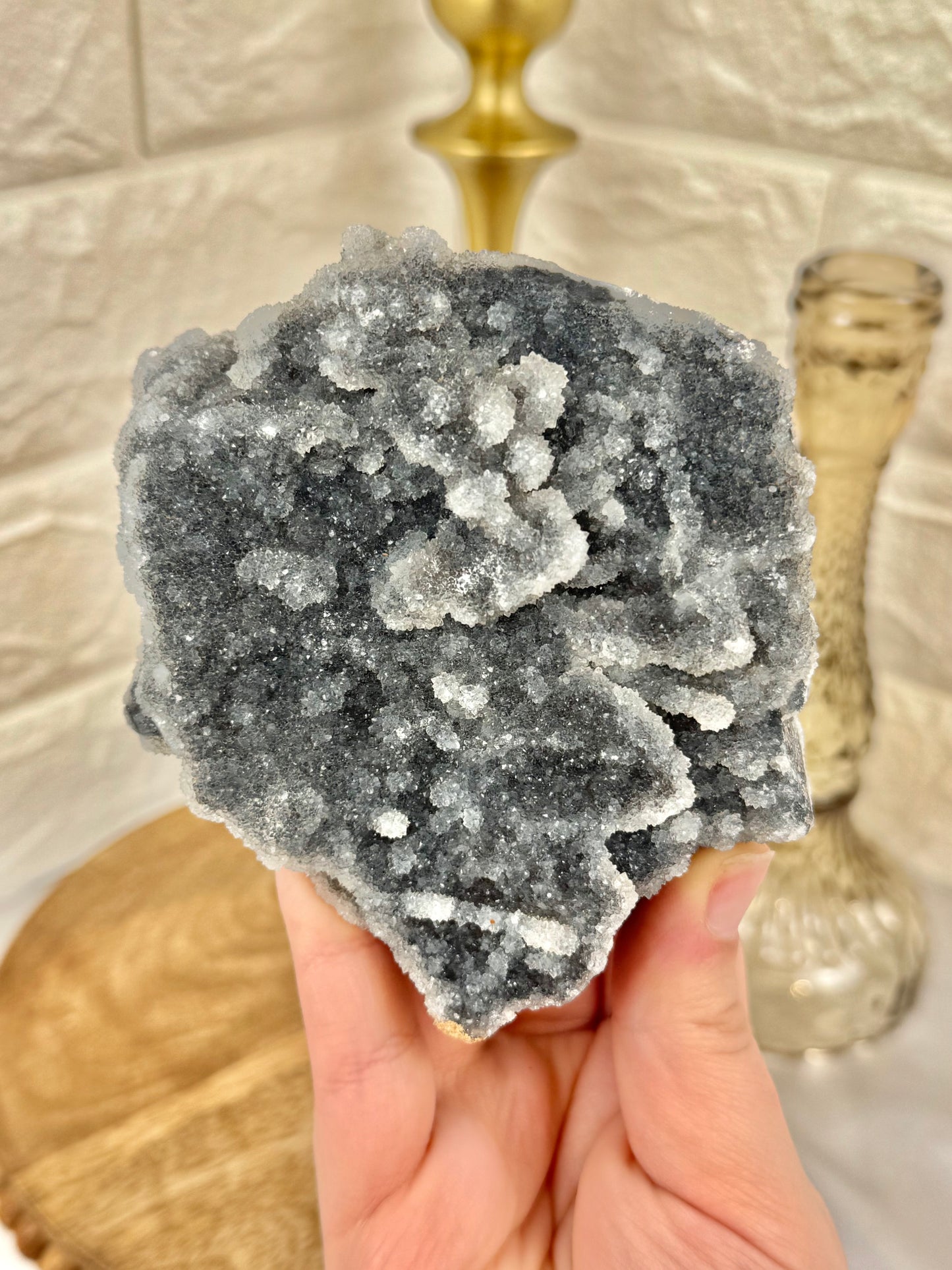 Gray druzy quartz specimen from China