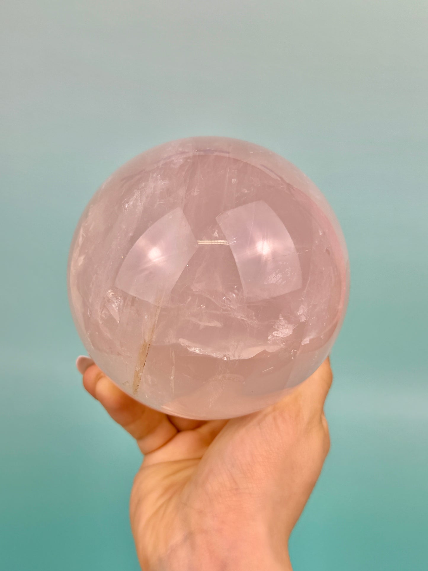 Statement flashy star rose quartz sphere
