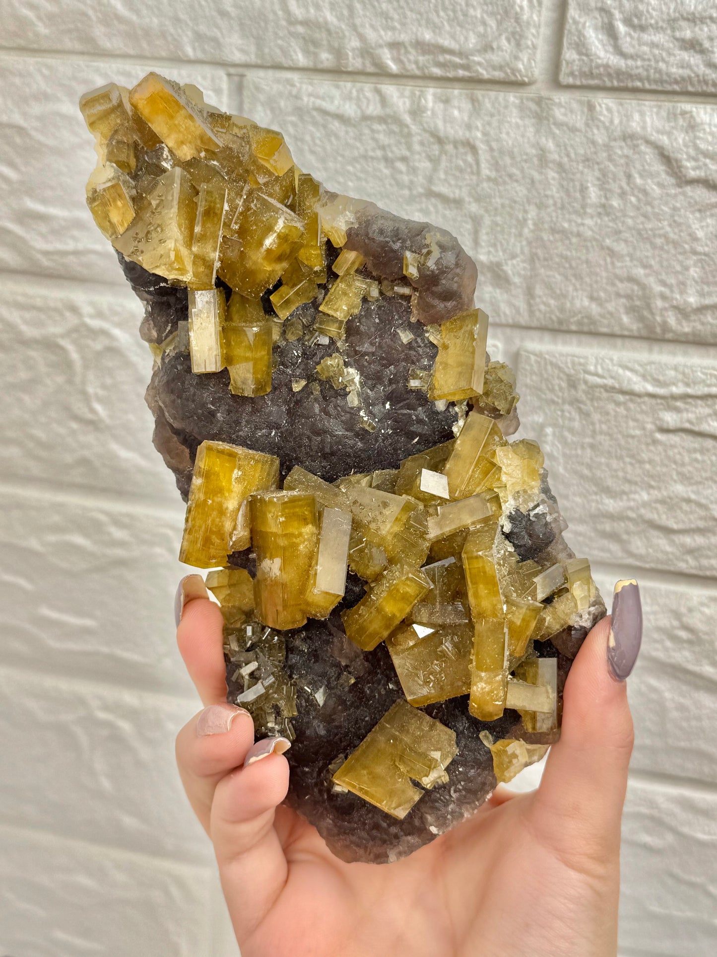 You pick! Incredible yellow barite on purple fluorite from China