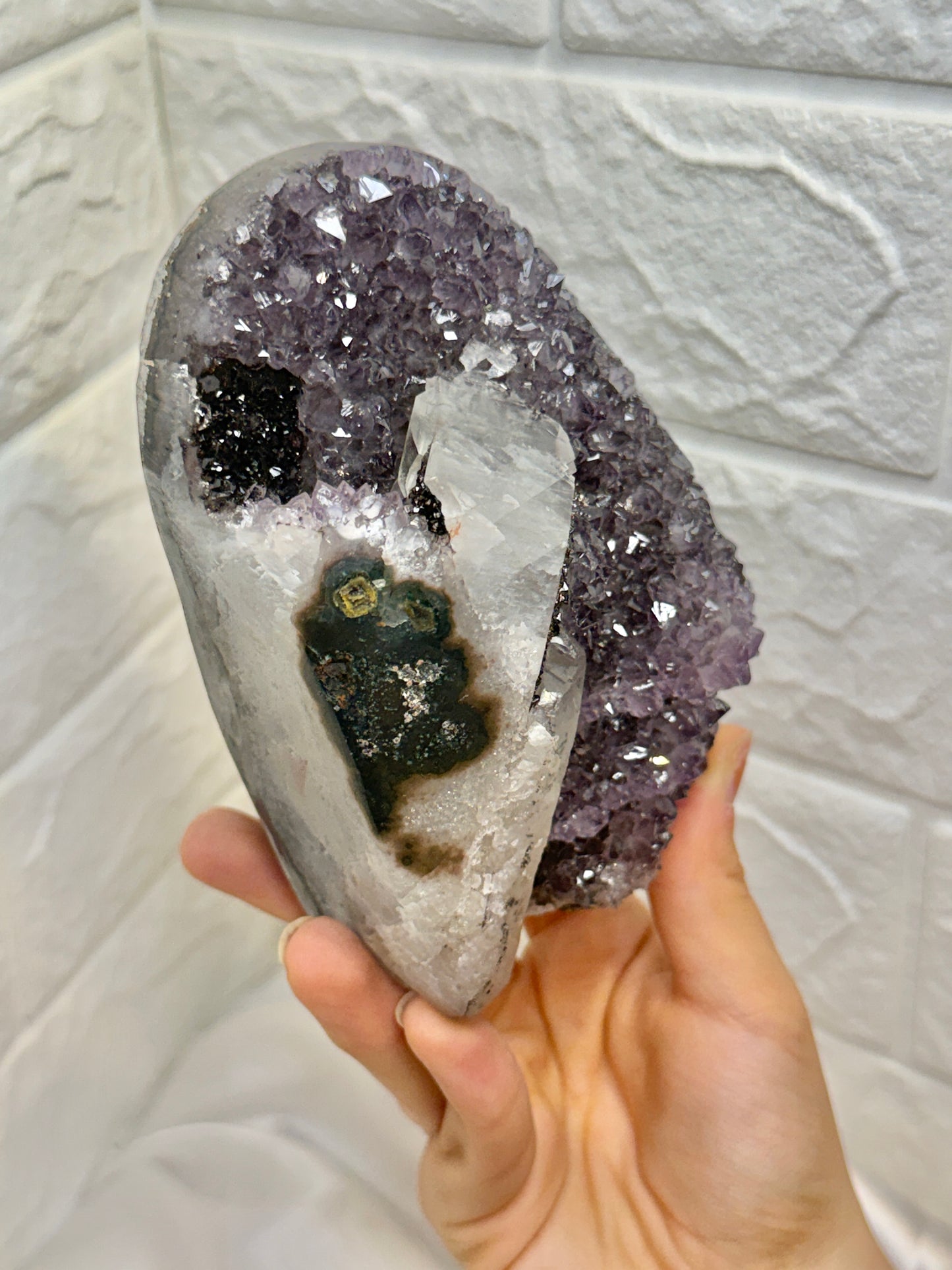 Insane purple Uruguay amethyst with calcite and goethite A