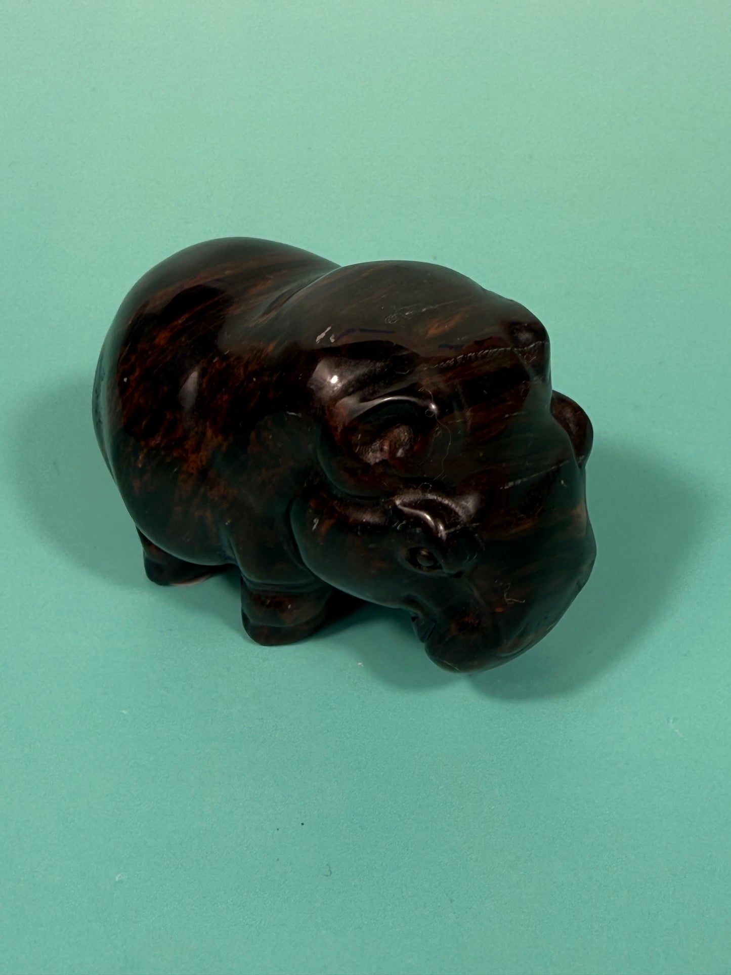 Mahogany obsidian hippopotamus