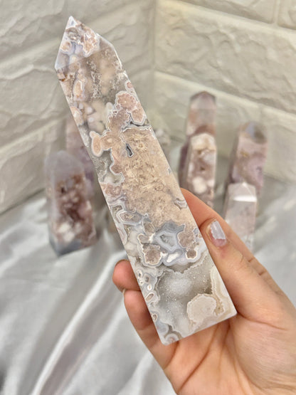 You pick! High grade pink amethyst x flower agate towers from Brazil