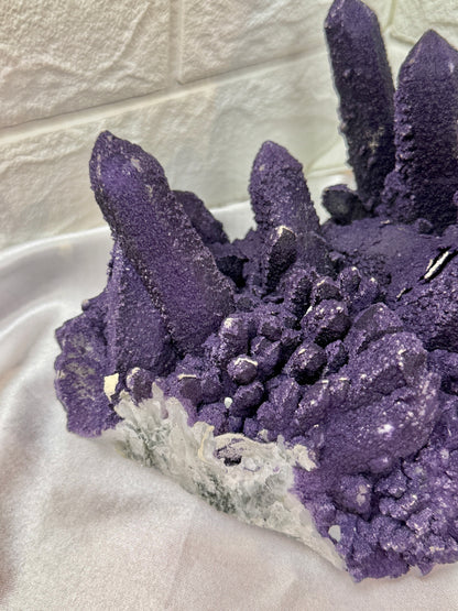 Collectors natural purple fluorite on candle quartz from Inner Mongolia, China