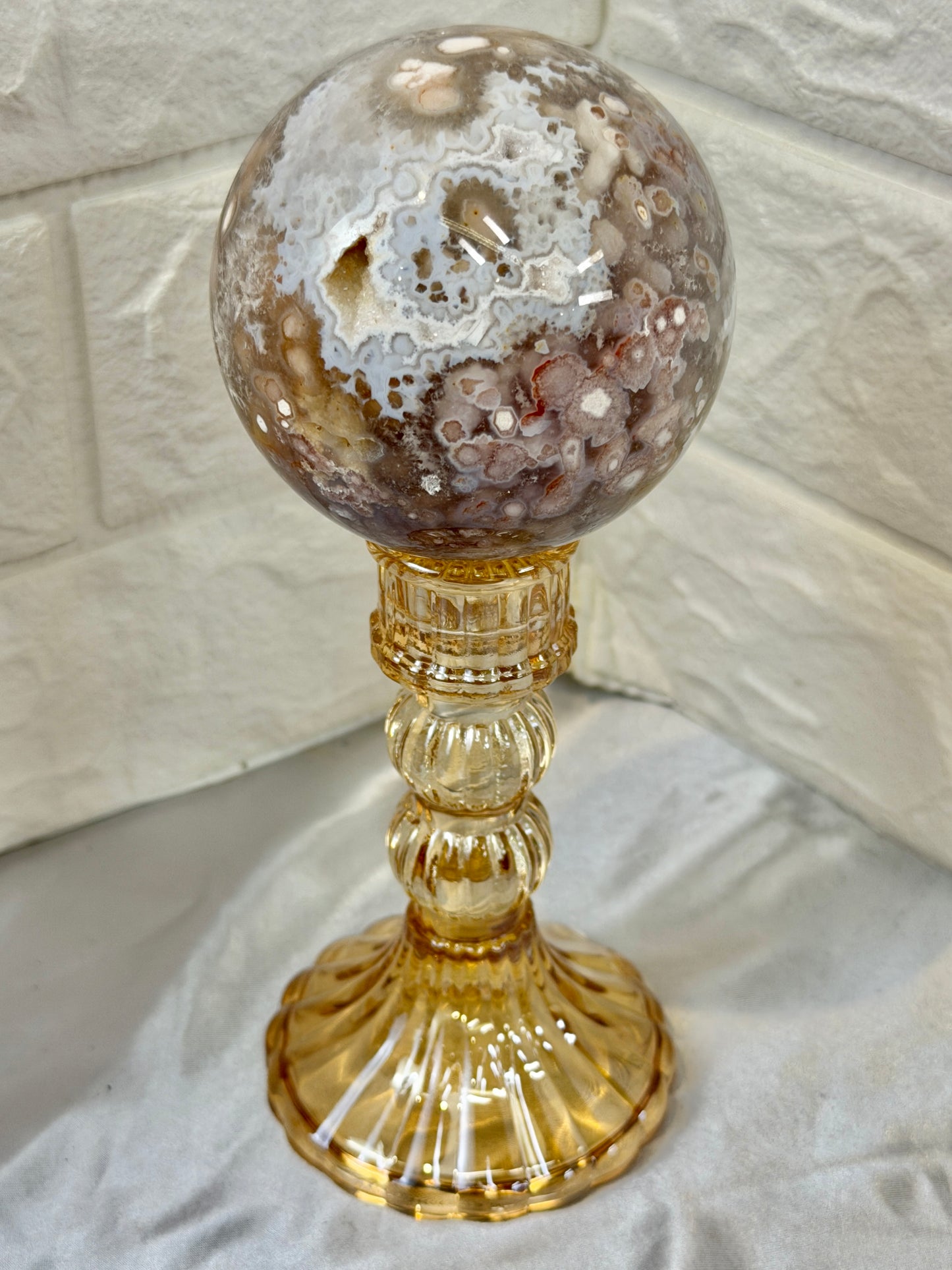 Stunning XL high grade flower agate sphere