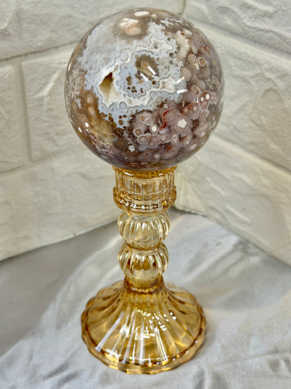 Stunning XL high grade flower agate sphere